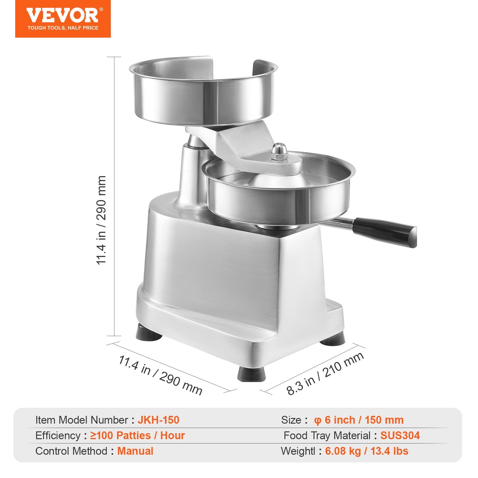 150mm Commercial Burger Patty Press