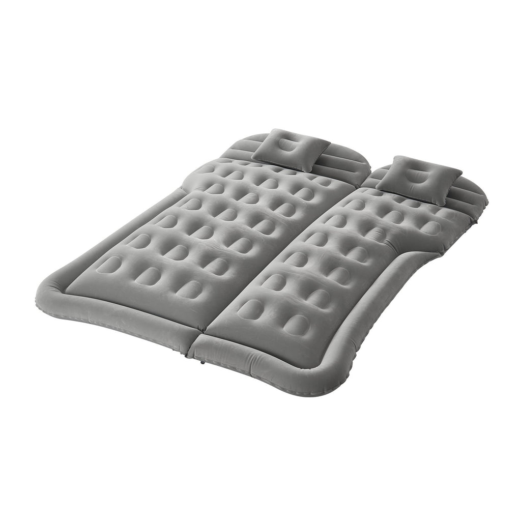 Car Air Mattress, Inflatable Car Camping Mattress, Flocking Thickened Travel Beds, Comfortable and Durable Portable Sleeping Pad with Air Pump, Nozzle, Carry Bag, Fits Most SUV MPV Sedan, Gray