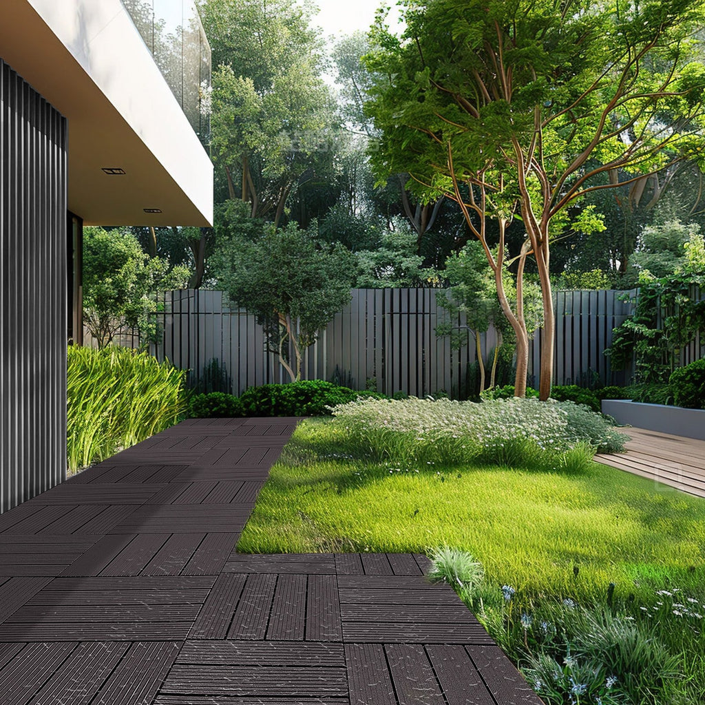 Interlocking Deck Tiles 54 Pack 12"x12" Waterproof for Porch Dark Brown