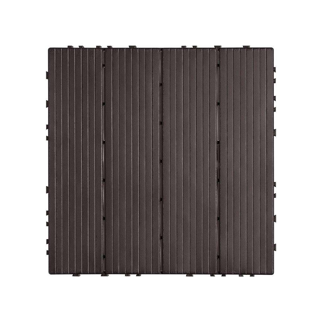 Interlocking Deck Tiles 54 Pack 12"x12" Waterproof for Porch Dark Brown