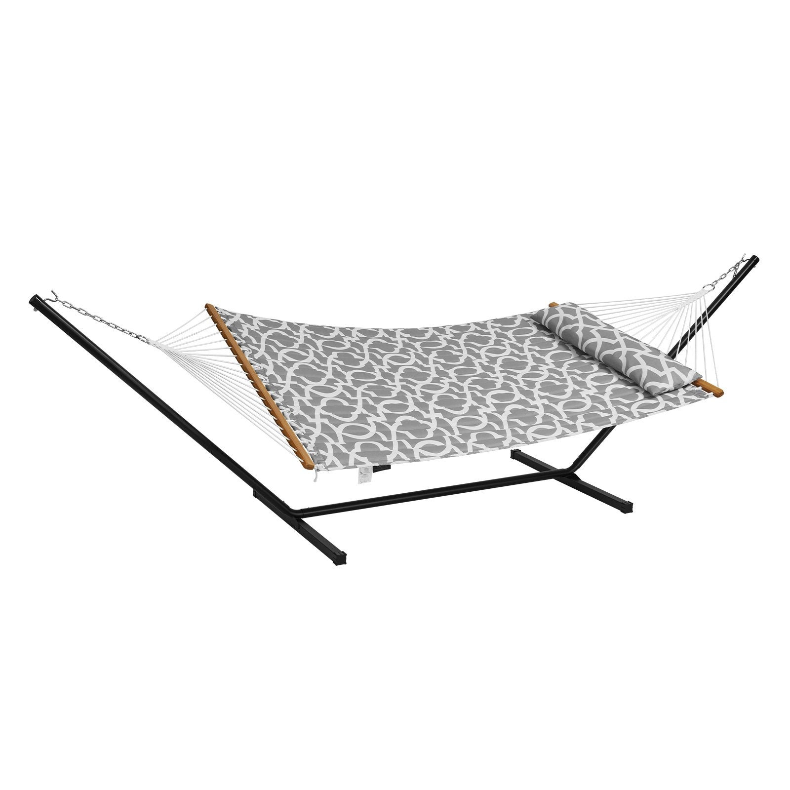 Two Person Hammock with Stand Included Heavy Duty 480lb Capacity, Double Hammock with 12 FT Steel Stand and Portable Carrying Bag and Pillow, Freestanding Hammock for Outdoor Patio Yard Beach