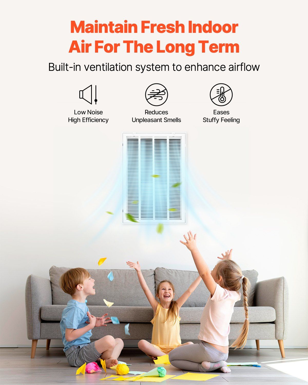 Return Air Filter Grille, Fits W50.5 x H75.5 cm Duct Opening, Filter Not Included, Return Air Vent Cover for Wall, Powder-Coated Steel Return Air Grill Detachable Face/Door for 1 inch Filters