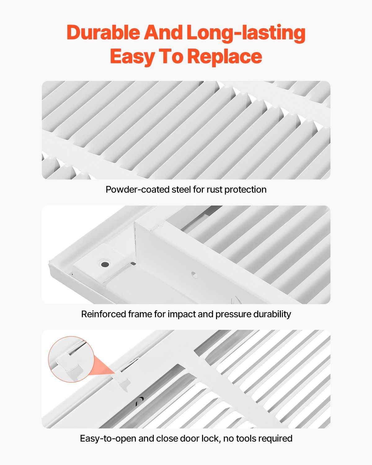 Return Air Filter Grille, Fits W50.5 x H75.5 cm Duct Opening, Filter Not Included, Return Air Vent Cover for Wall, Powder-Coated Steel Return Air Grill Detachable Face/Door for 1 inch Filters