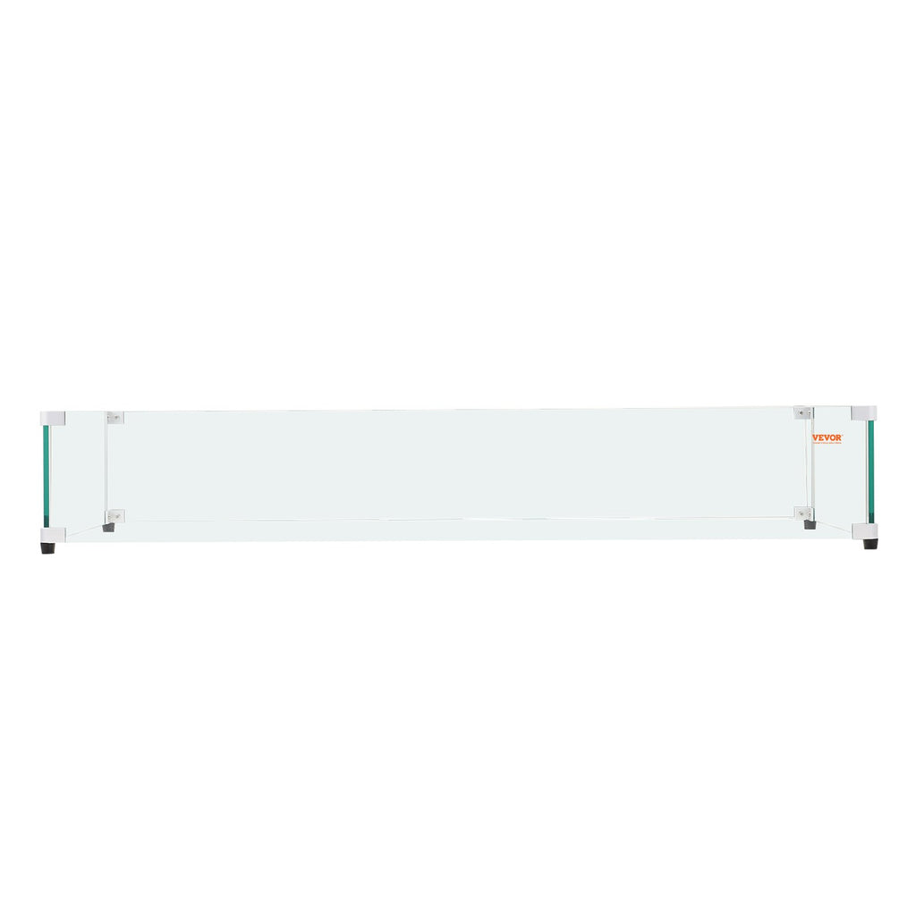 Glass Wind Guard for Rectangular Fire Pit Table 798 x 317 x 165 mm, 8mm Thick and Sturdy Tempered Glass Panel with Hard Aluminum Corner Bracket & Rubber Feet, Easy to Assemble