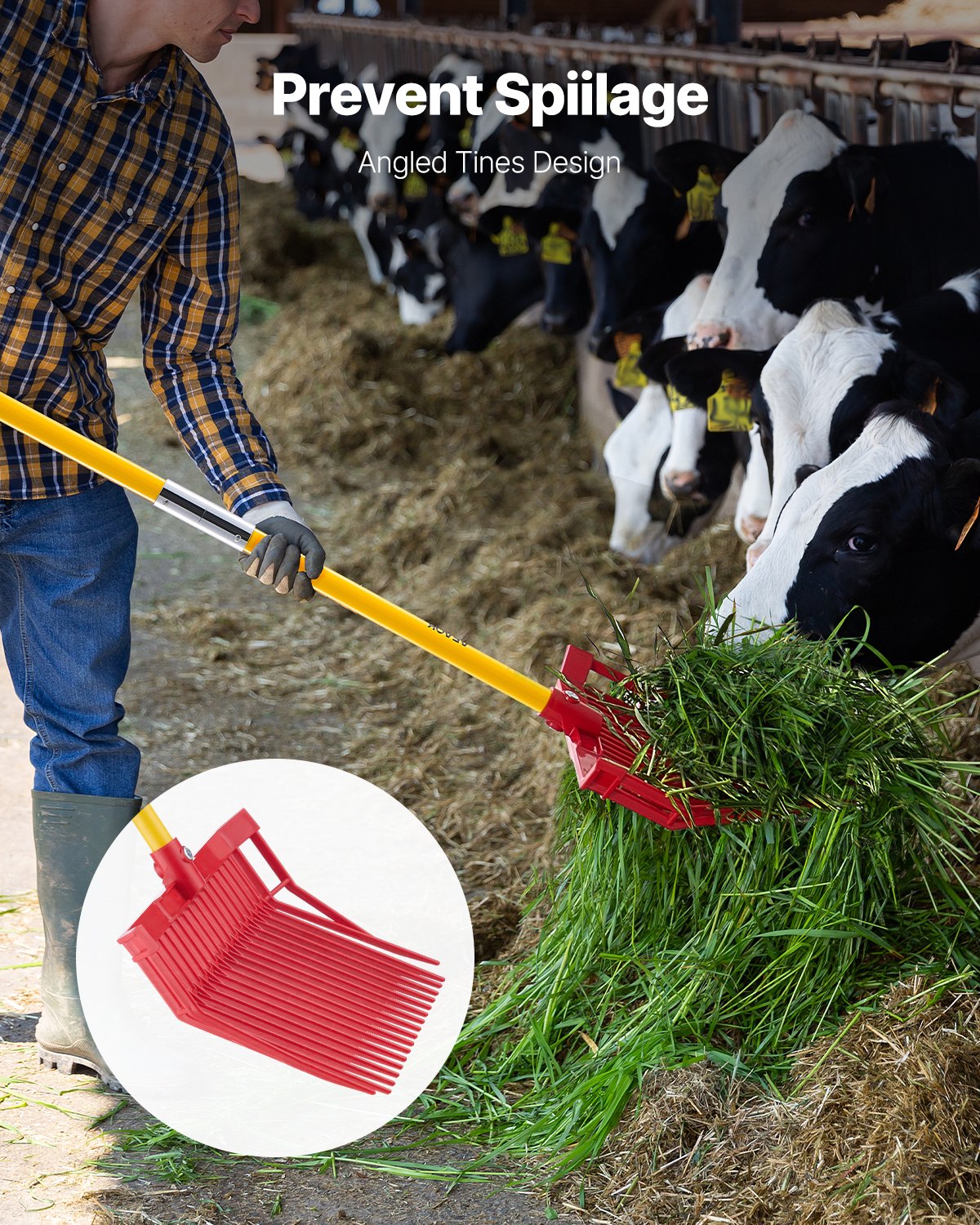 Horse Manure Fork Garden Tool 18 Tine Plastic Pitchfork Muck Rake for Hay
