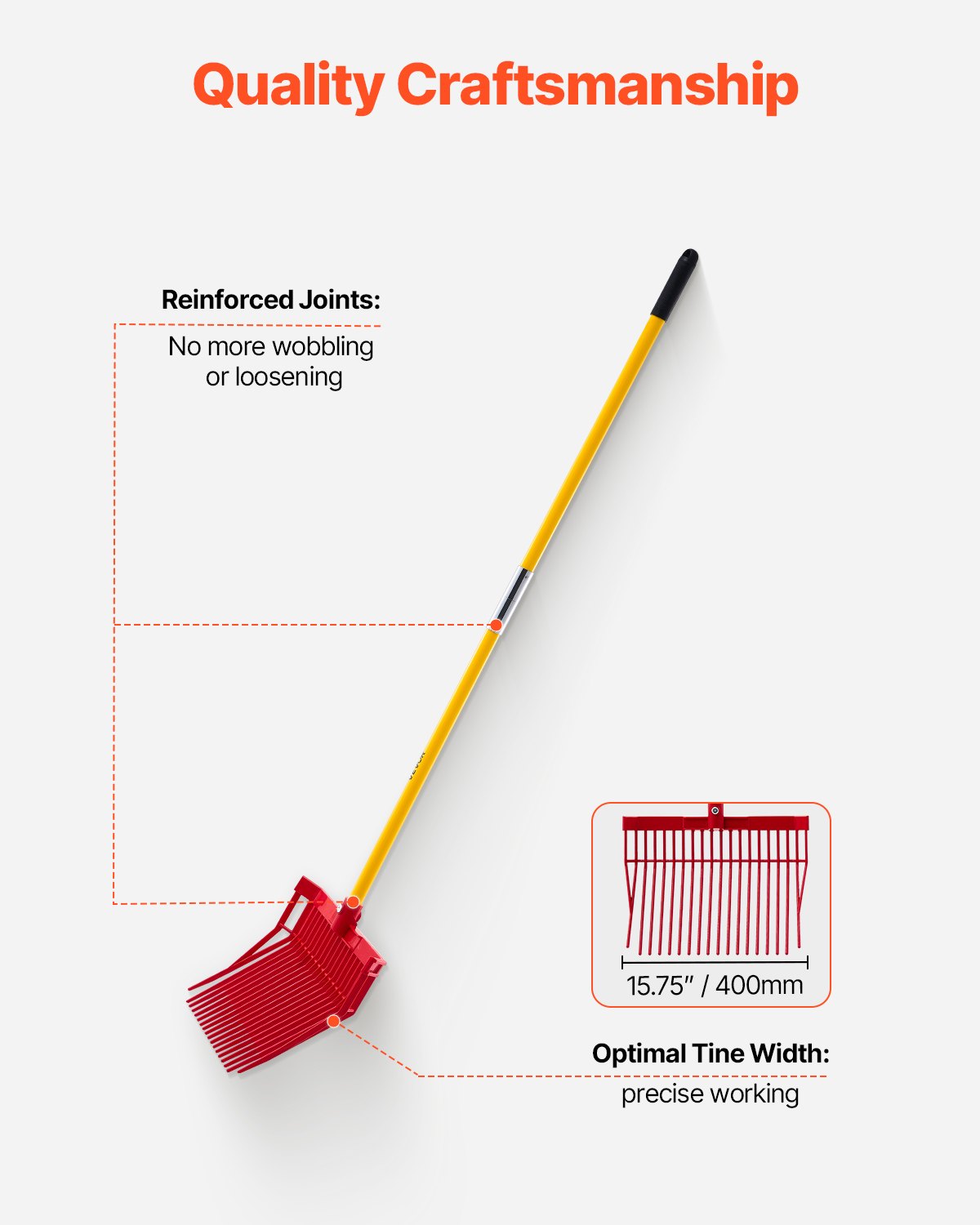 Horse Manure Fork Garden Tool 18 Tine Plastic Pitchfork Muck Rake for Hay