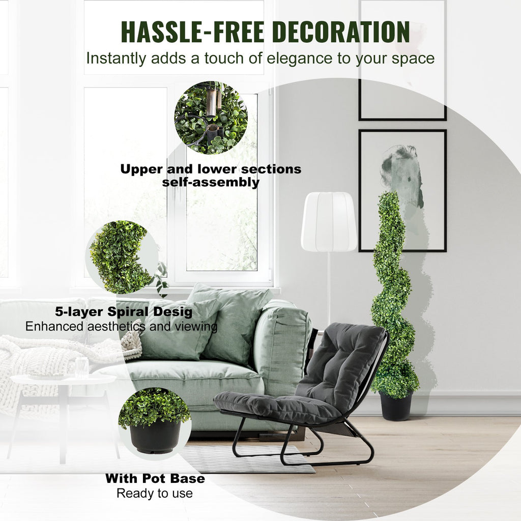 Artificial Topiaries Boxwood Trees, 10cm Tall (2 Pieces) Faux Topiary Plant Outdoor, All-year Green Feaux Plant w/ Replaceable Leaves for Decorative Indoor/Outdoor/Garden