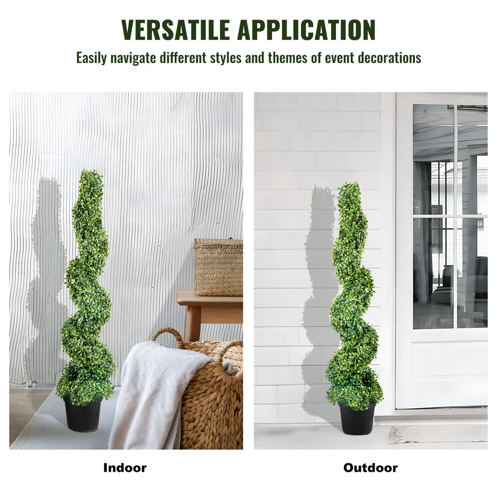 Artificial Topiaries Boxwood Trees, 10cm Tall (2 Pieces) Faux Topiary Plant Outdoor, All-year Green Feaux Plant w/ Replaceable Leaves for Decorative Indoor/Outdoor/Garden