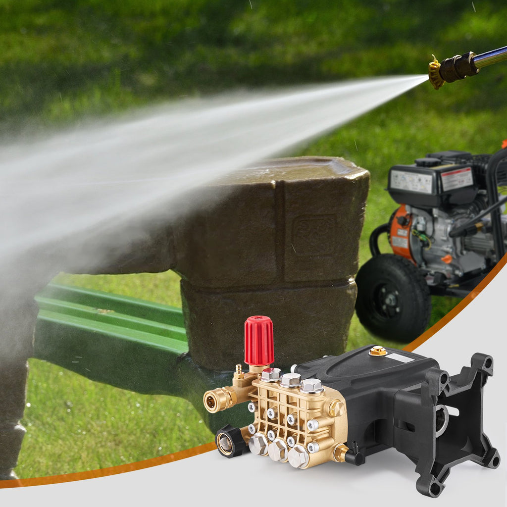 Pressure Washer Pump, 1" Shaft Horizontal Triplex Plunger, 4000 PSI, 4.0GPM, Replacement Power Washer Pumps Kit with Hardware, Compatible with Simpson MorFlex 40224, 40225, 40226, Santoprene