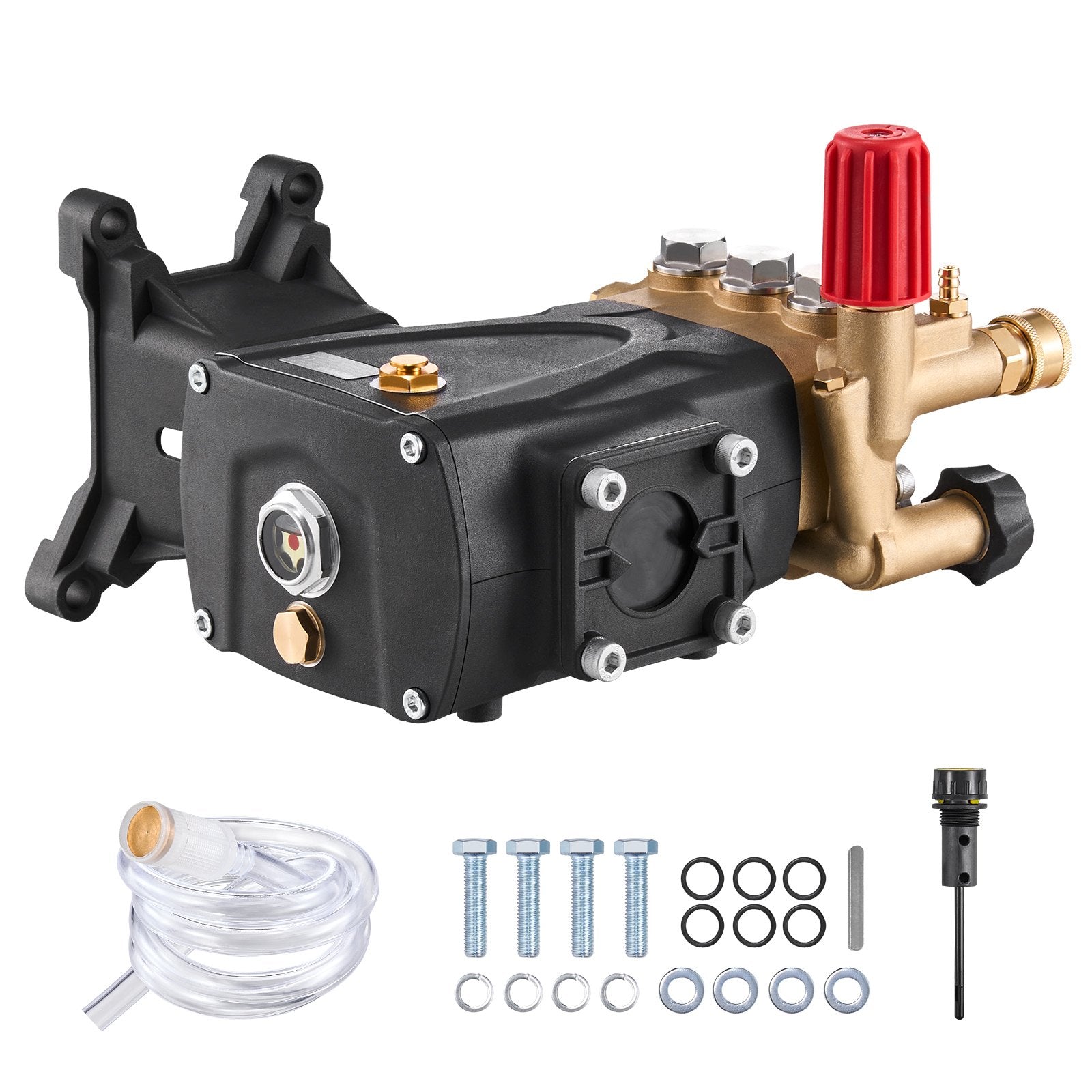 Pressure Washer Pump, 1" Shaft Horizontal Triplex Plunger, 4000 PSI, 4.0GPM, Replacement Power Washer Pumps Kit with Hardware, Compatible with Simpson MorFlex 40224, 40225, 40226, Santoprene