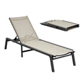 Outdoor Chaise Lounge Chair, 181 kg Weight Capacity, Foldable Sun Tanning Chair, 5 Adjustable Positions, Easy Assembly, Heavy Duty Aluminum Pool Recliner Lounge Chairs, for Beach Yard Patio