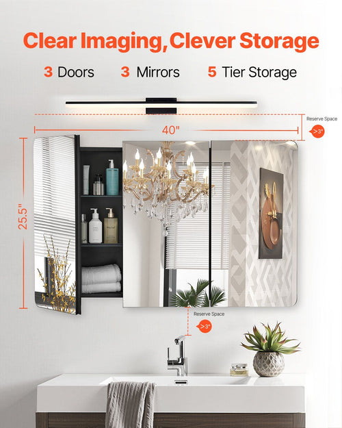 25.5 × 40-Inch Aluminium Mirror Medicine Cabinet