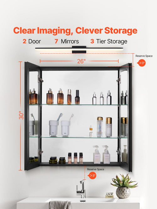 26 × 30-Inch Aluminium Mirror Medicine Cabinet