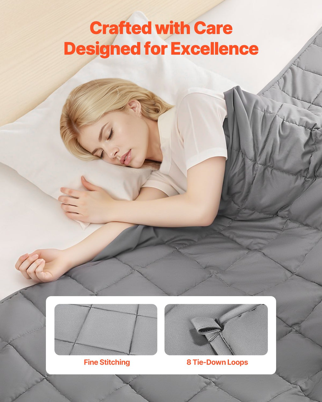 Weighted Blanket, 11 kg, 2235 x 2640 mm King Size, Cooling Breathable Heavy Blanket with Glass Beads, All-Season Use, Suitable for 113-140 kg Adults, Anxiety Stress Relief, Improve Sleep, Grey