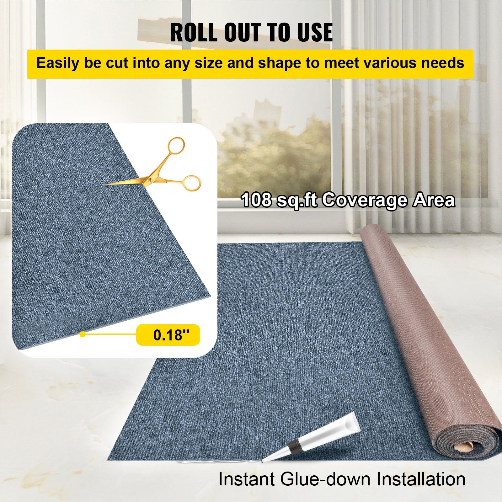 Gray Marine Carpet 6 ft x 39.3 ft Marine Carpeting Marine Grade Carpet for Boats with Waterproof Back Outdoor Rug for Patio Porch Deck Garage Outdoor Area Rug Runner Anti-Slide Porch Rug,1.8x12m