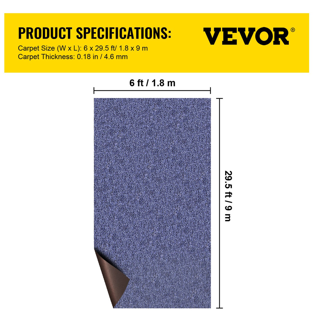 Deep Blue Marine Carpet 6 ft x 29.5 ft Marine Carpeting Marine Grade Carpet for Boats with Waterproof Back Outdoor Rug for Patio Porch Deck Garage Outdoor Area Rug Runner Non-Slide Porch Rug, 1.8x9m
