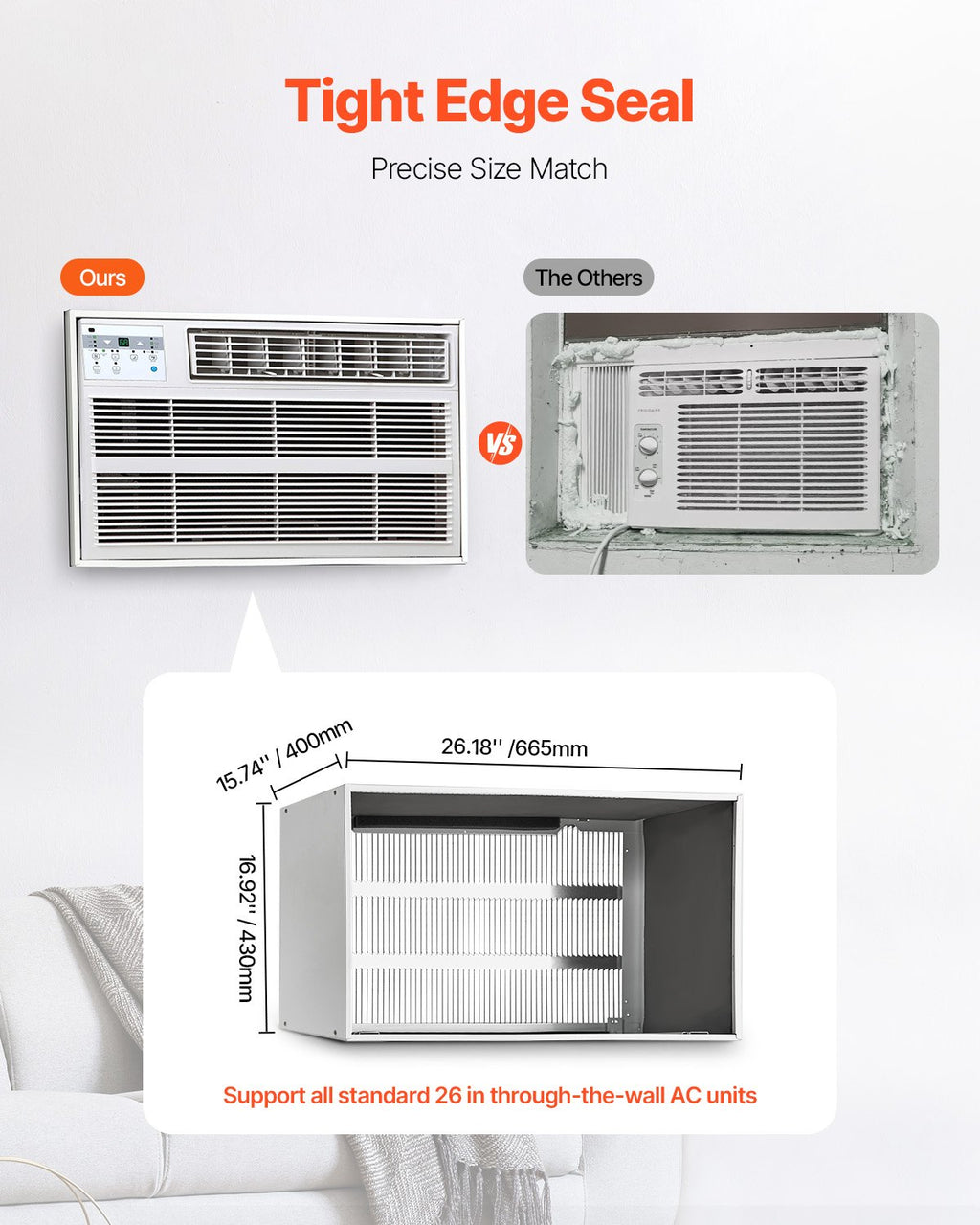 Air Conditioner Wall Sleeve 26 in with Exterior Grille Wall AC Sleeve