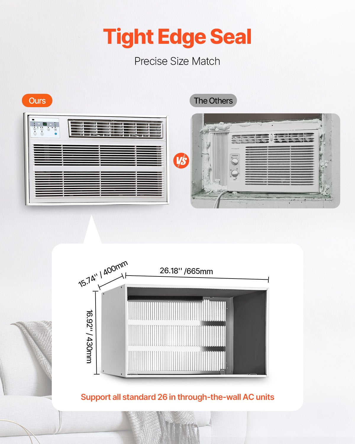 Air Conditioner Wall Sleeve 26 in with Exterior Grille Wall AC Sleeve