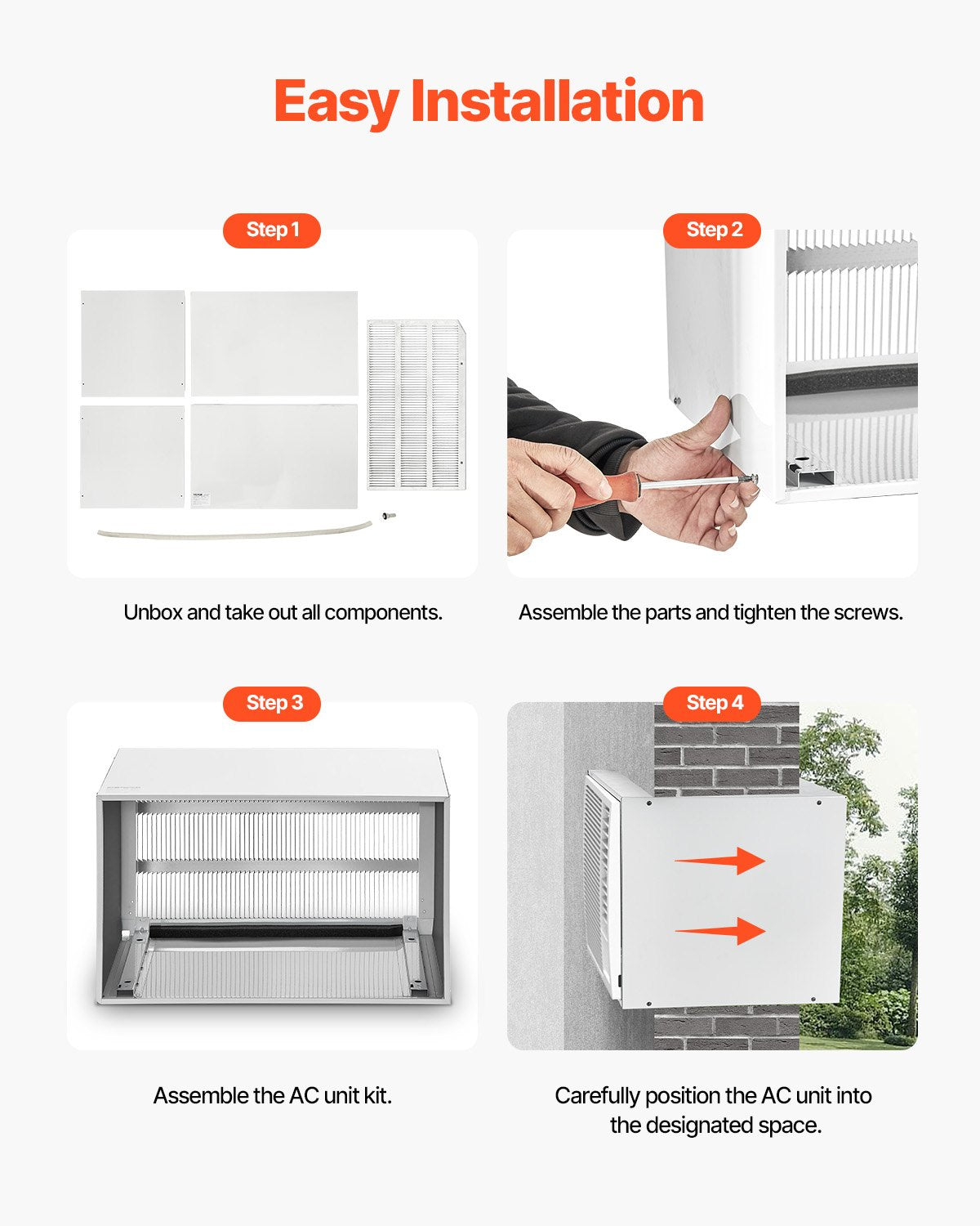 Air Conditioner Wall Sleeve 26 in with Exterior Grille Wall AC Sleeve