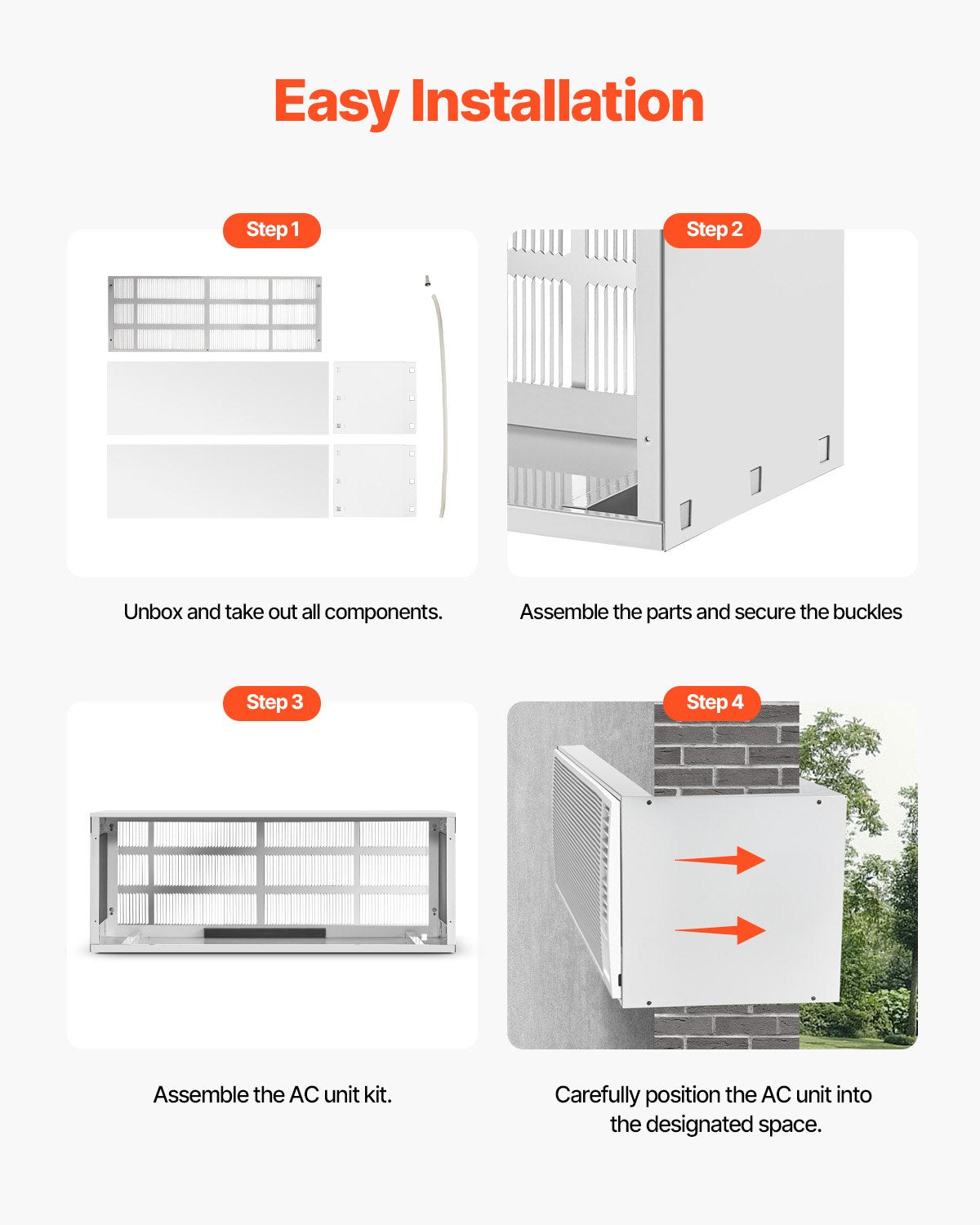 Air Conditioner Wall Sleeve 42 in with Exterior Grille Wall AC Sleeve