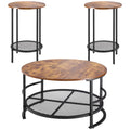 3-Piece Round Coffee Table & Side Table Set – 80 cm