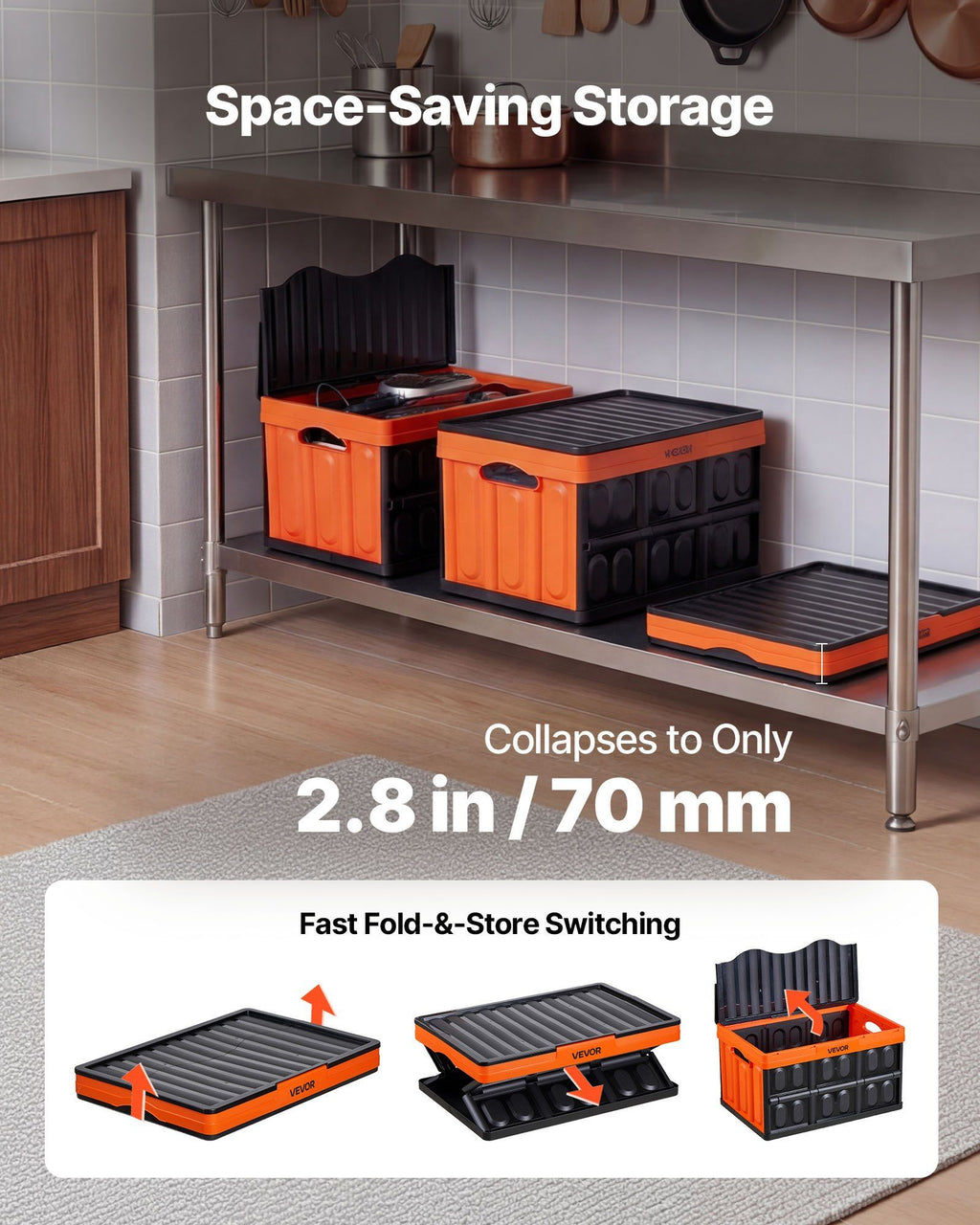 3-Pack 45L Collapsible Storage Bins