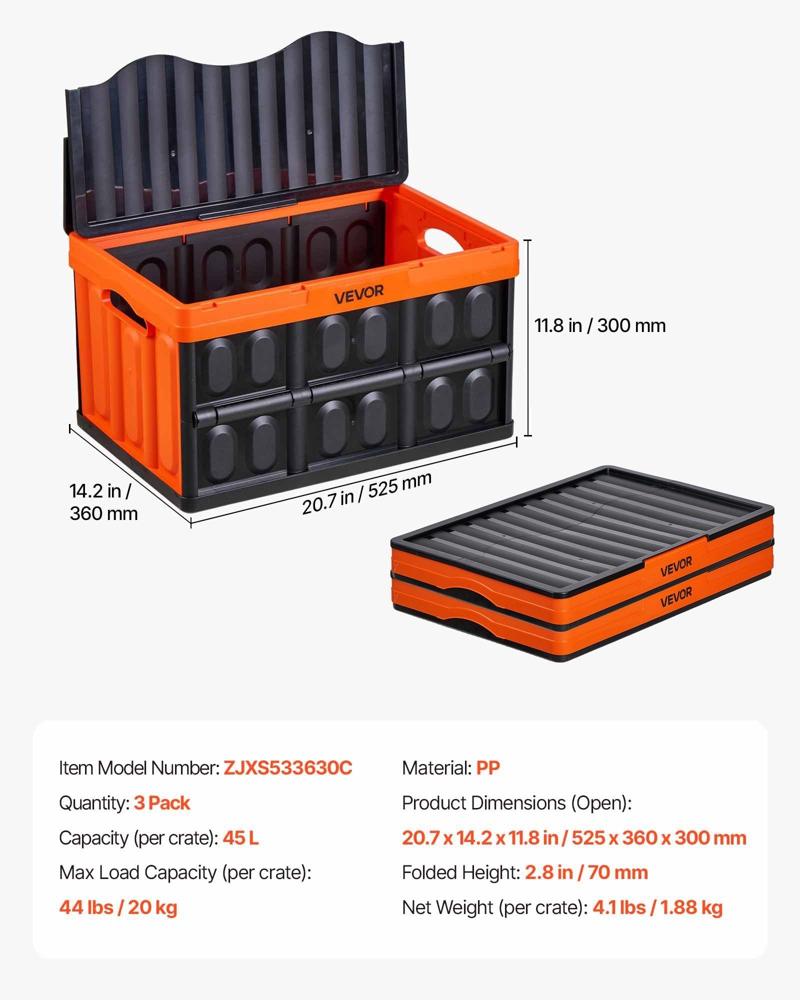 3-Pack 45L Collapsible Storage Bins
