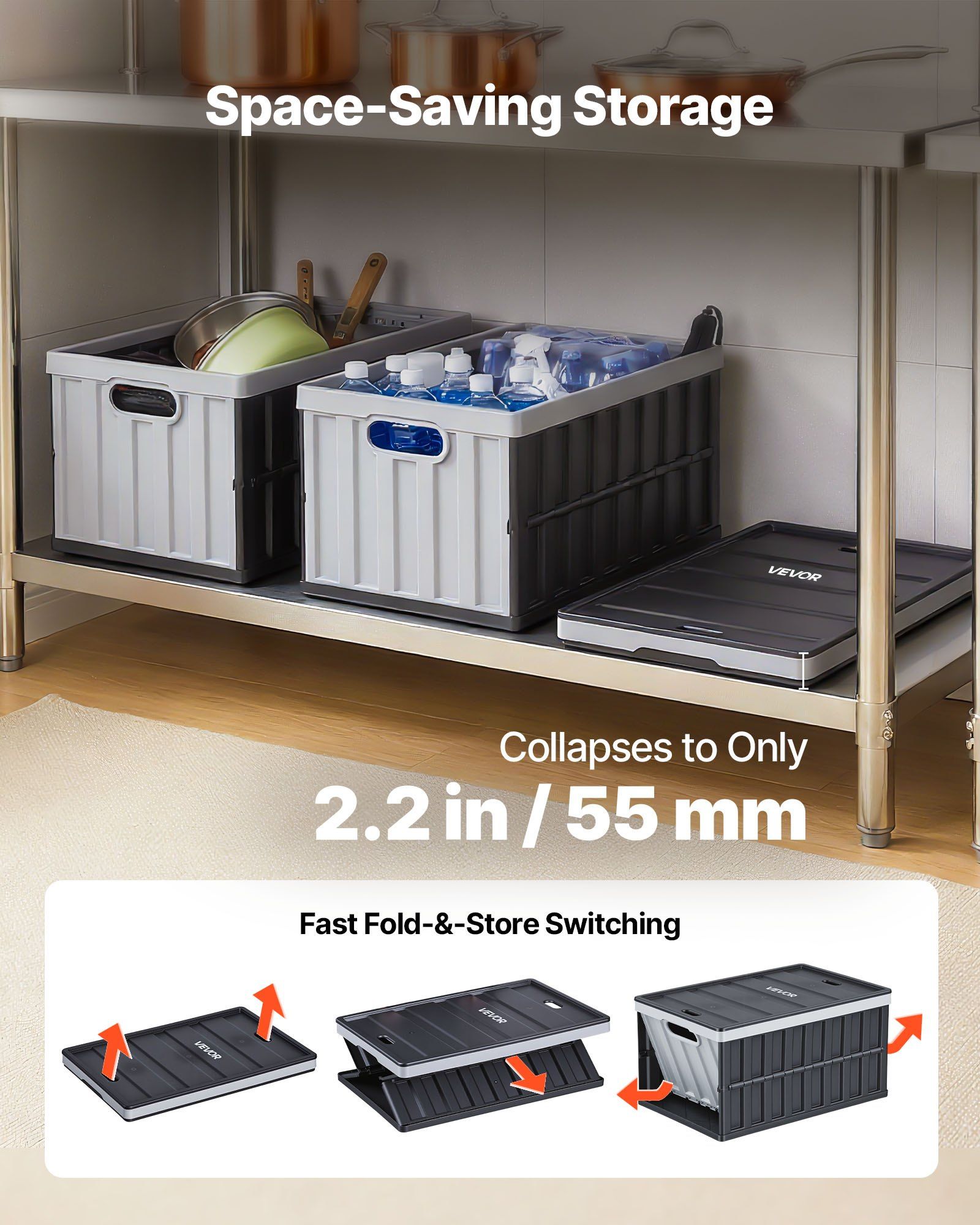 2-Pack 65L Collapsible Storage Bins