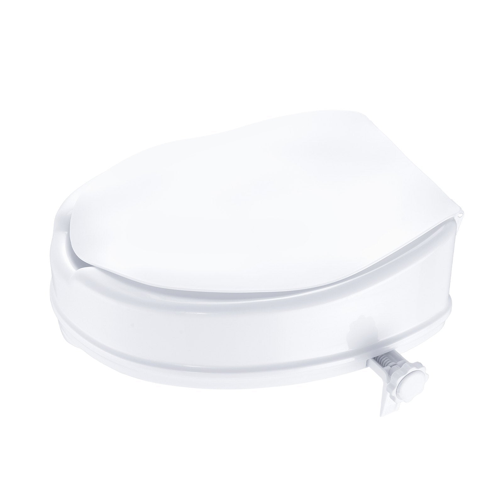 Raised Toilet Seat, 100 mm Height Raised, 136 kg Weight Capacity, Universal Toilet Seat Riser, Screw Rod Locking, with Toilet Seat, for Elderly, Handicap, Patient, Pregnant, Medical