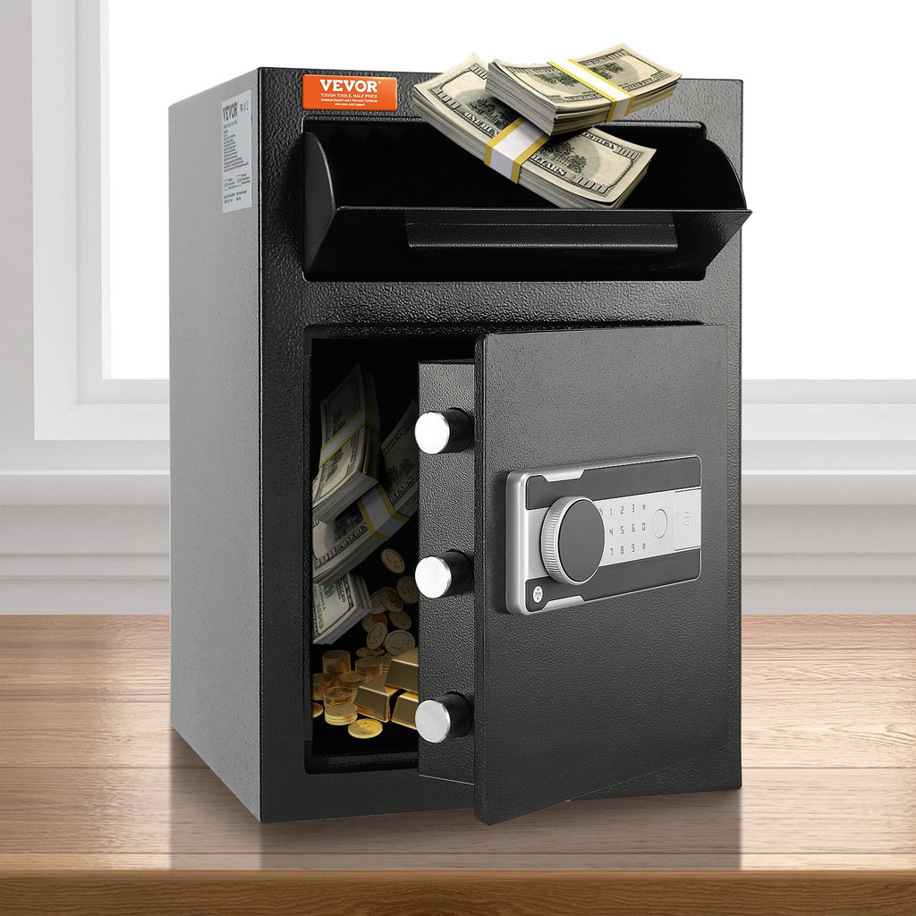 2.5 Cub Depository Safe, Deposit Safe with Drop Slot, Electronic Code Lock and 2 Emergency Keys, 20.27'' x 13.97'' x 13.97'' Business Drop Slot Safe for Cash, Mail in Home, Hotel, Office
