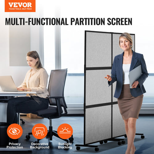 Acoustic Privacy Divider Panels – Light Grey, Set of 2