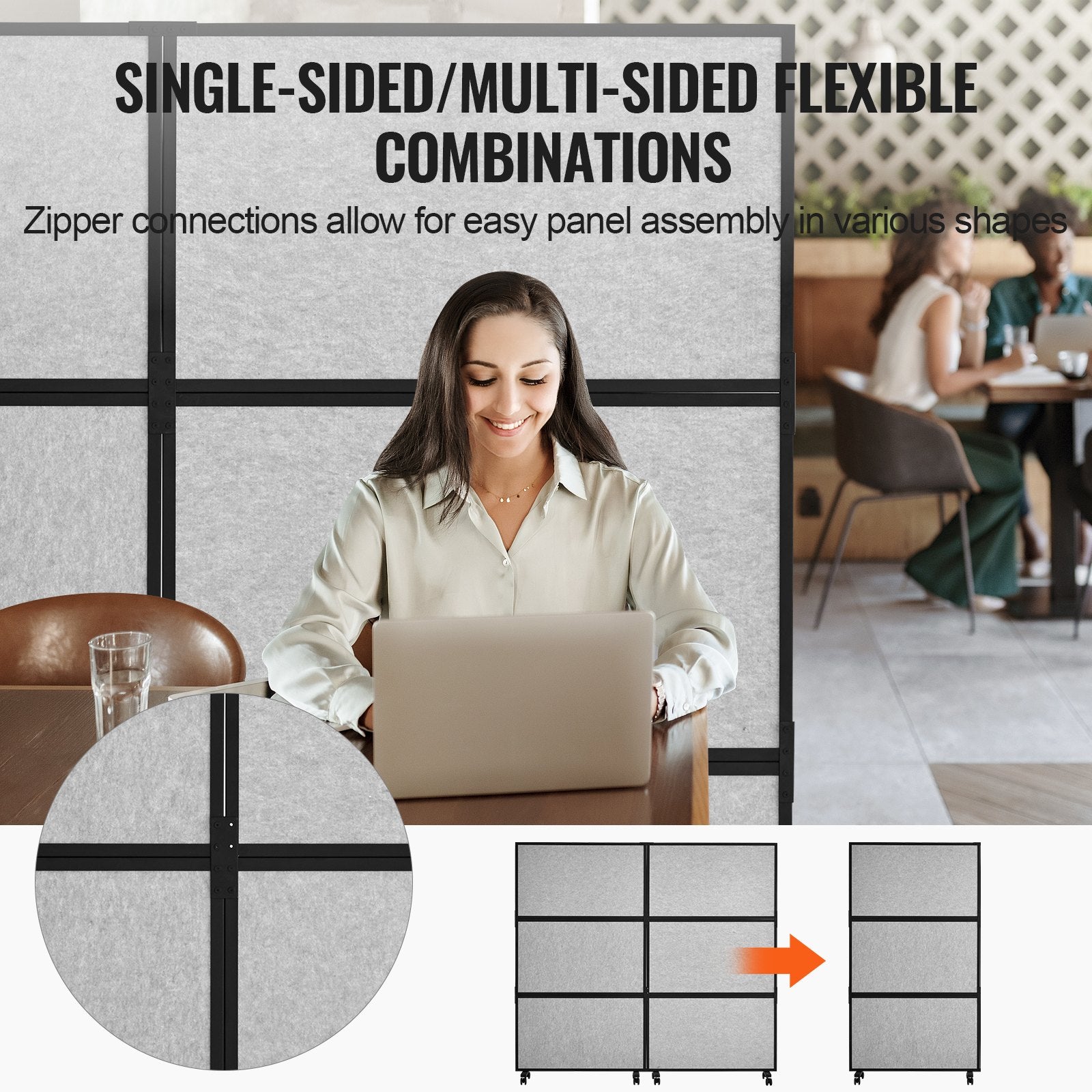 Acoustic Privacy Room Divider Panels – Light Grey (2 Pack)