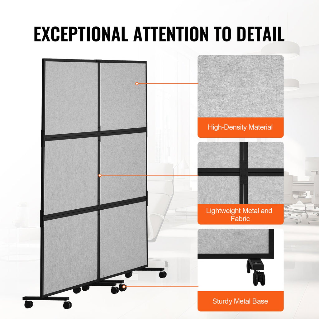 Acoustic Privacy Room Divider Panels – Light Grey (2 Pack)
