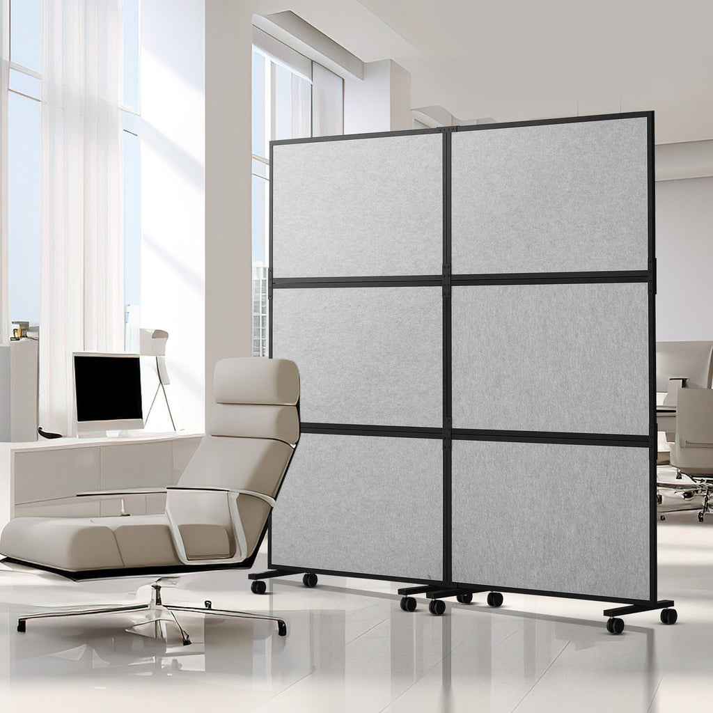 Acoustic Privacy Room Divider Panels – Light Grey (2 Pack)