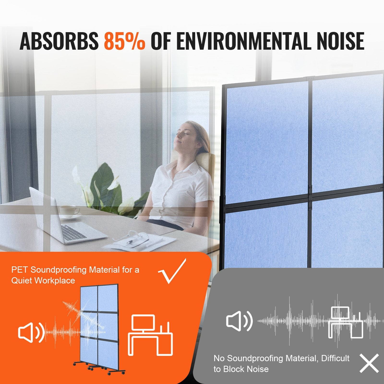 Acoustic Room Divider Panels – 2 Pack, Indigo Blue