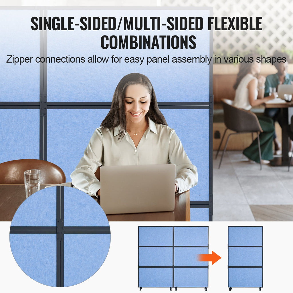 Acoustic Room Divider Panels – 2 Pack, Indigo Blue