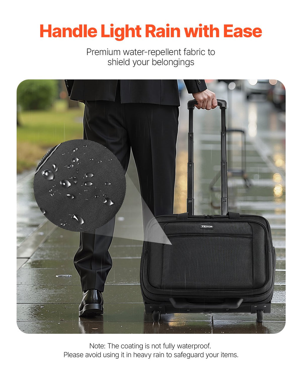 Rolling Laptop Bag 39.62 cm Wheeled Computer Bag for Women & Men Black