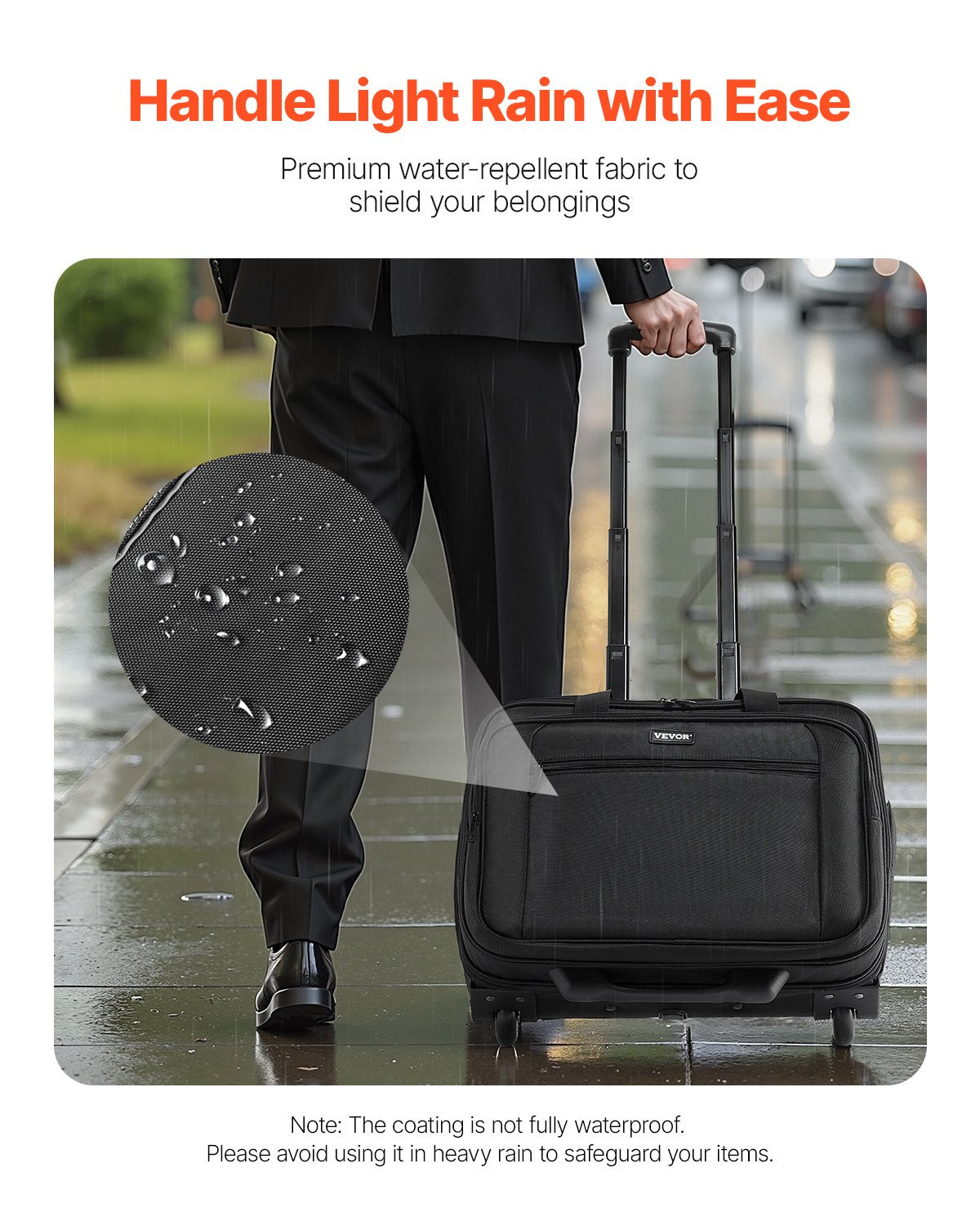 Rolling Laptop Bag 39.62 cm Wheeled Computer Bag for Women & Men Black