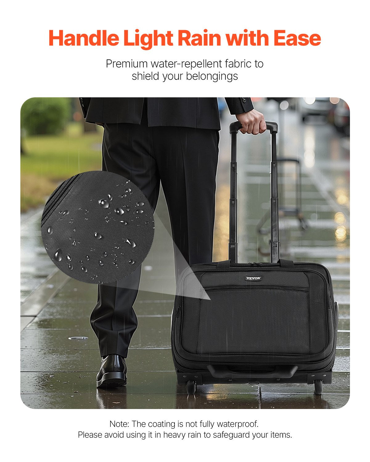 Rolling Laptop Bag 43.94 cm Wheeled Computer Bag for Women & Men Black