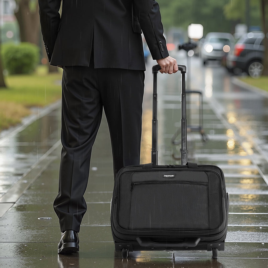 Rolling Laptop Bag 43.94 cm Wheeled Computer Bag for Women & Men Black