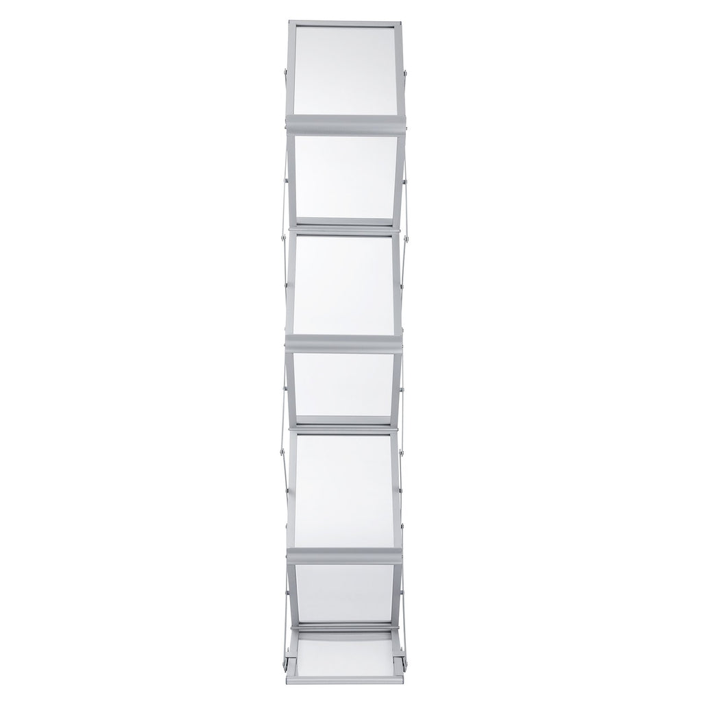 Literature Rack, 6 Pockets, Pop up Aluminum Magazine Rack, Lightweight Catalog Holder Stand w/Carrying Bag for Living Room, Hotel, Trade Show, Exhibition, Office