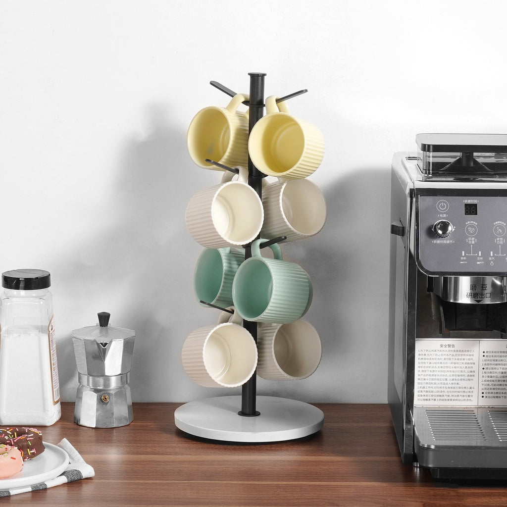 Mug Holder Tree with Marble Base 8 Hooks Cup Tree Rack for Counter Kitchen