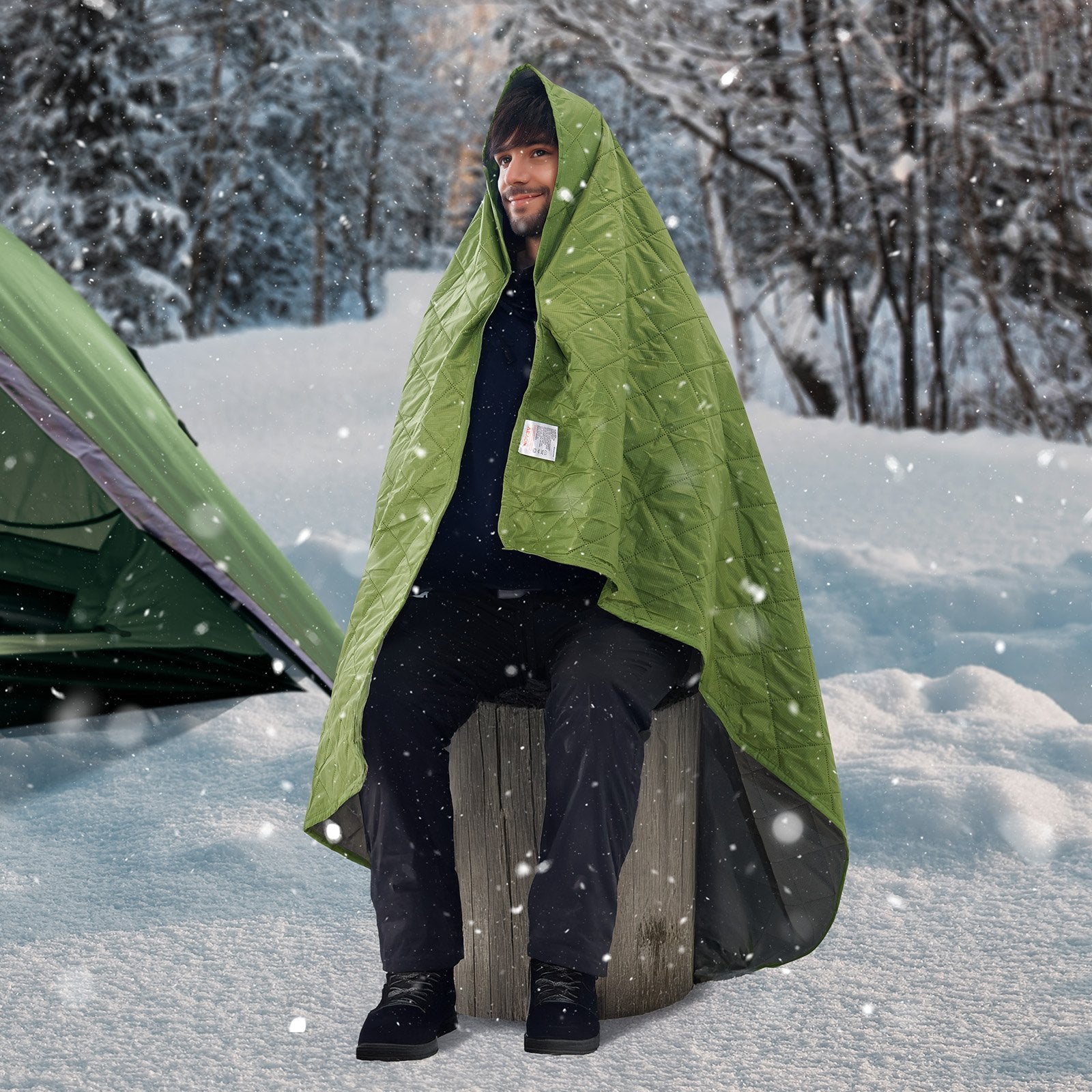 Camping Blanket 2.08 m x 1.4 m Warm Stadium Blanket 330GSM Outdoor Travel