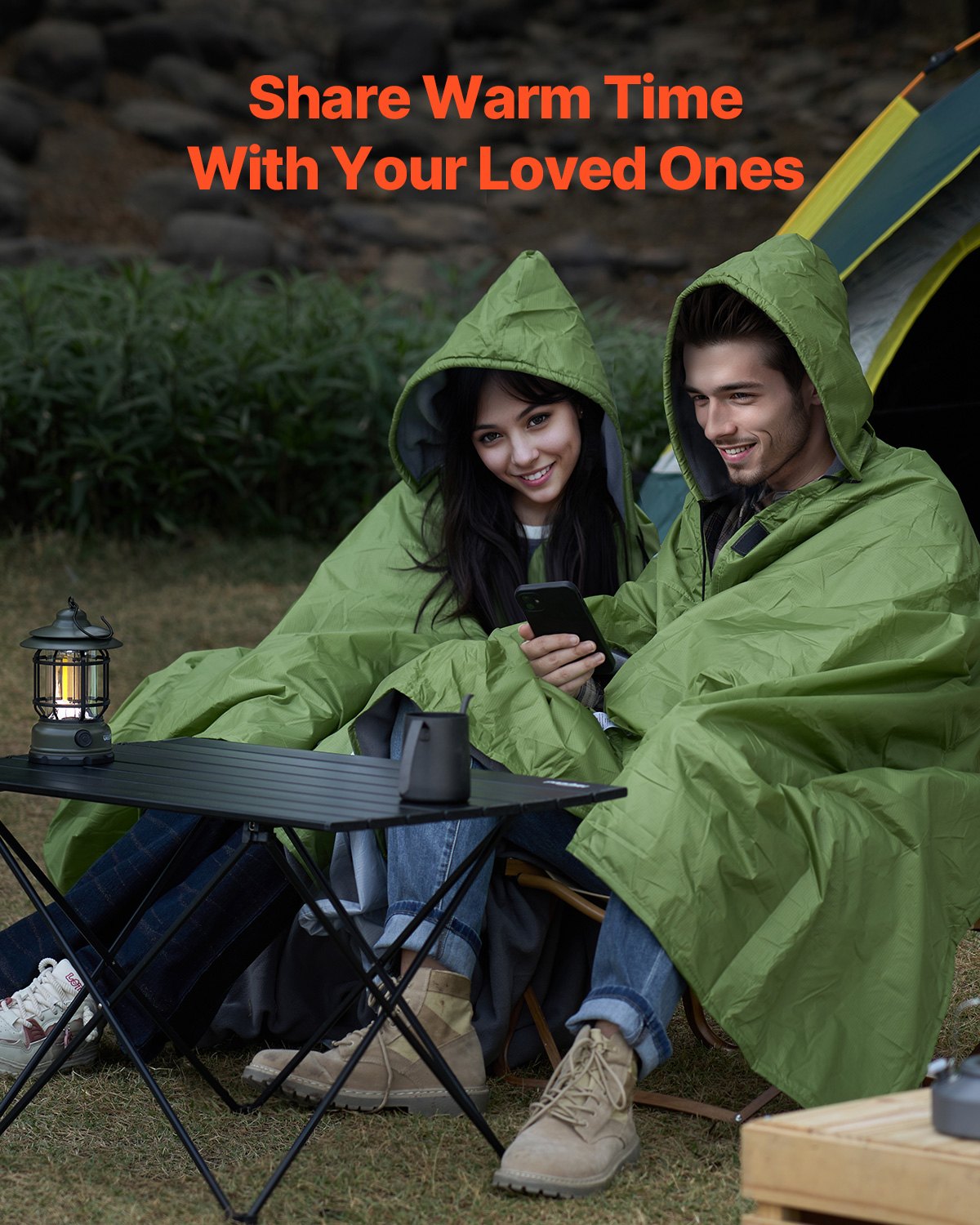 Wearable Camping Blanket – Army Green, 200 × 150 cm