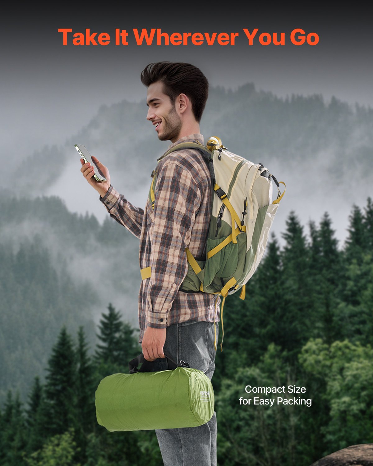 Wearable Camping Blanket – Army Green, 200 × 150 cm