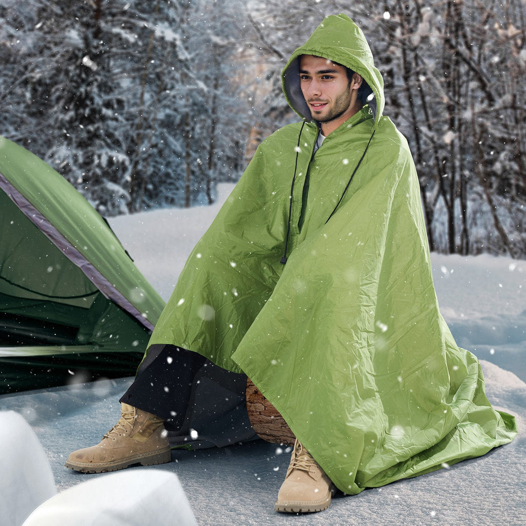 Wearable Camping Blanket – Army Green, 200 × 150 cm