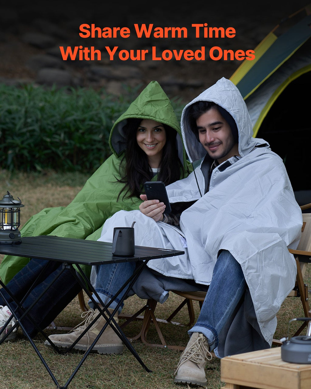 Camping Blanket 2 m x 1.5 m Wearable Warm Stadium Blanket Light Grey.