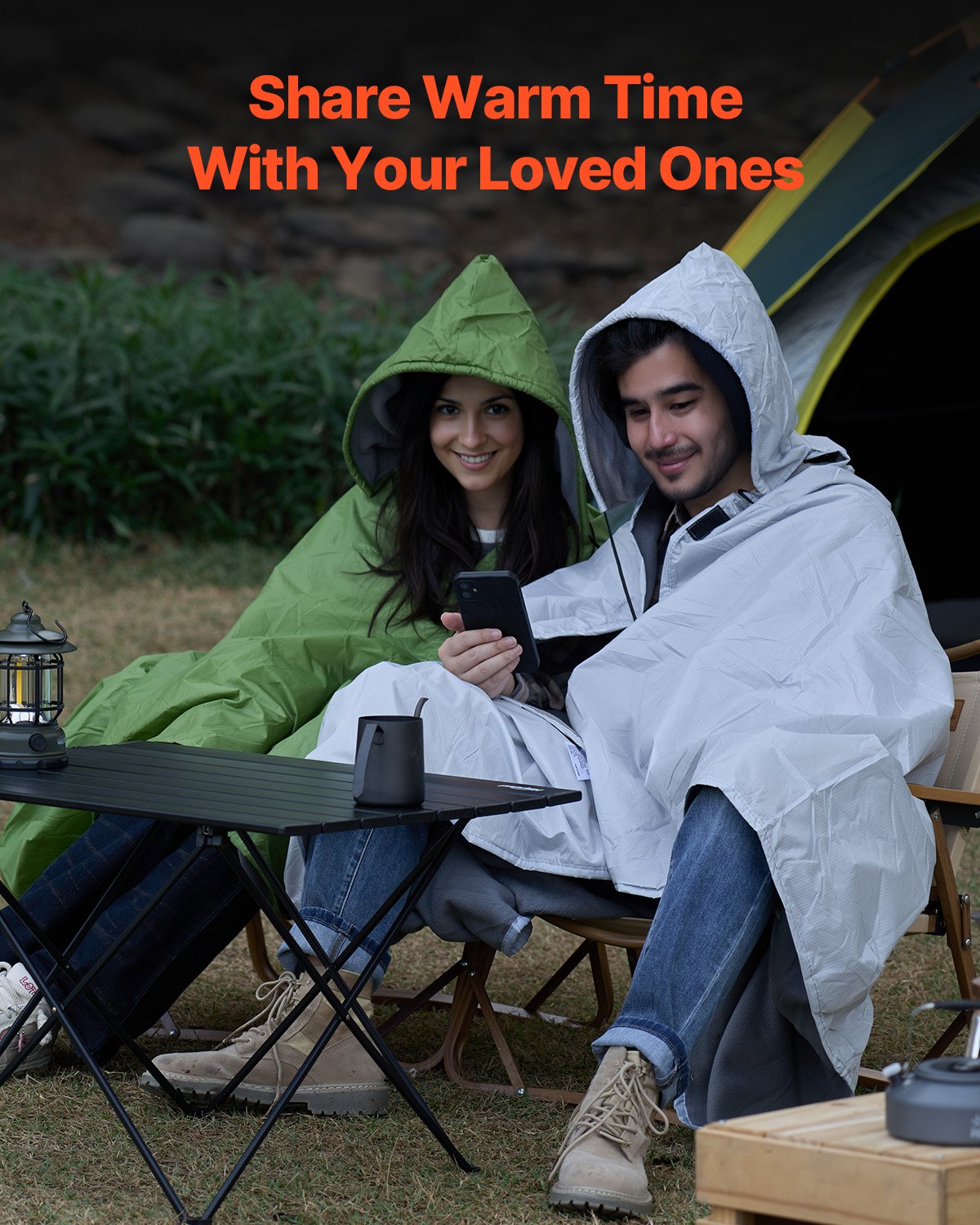 Camping Blanket 2 m x 1.5 m Wearable Warm Stadium Blanket Light Grey.