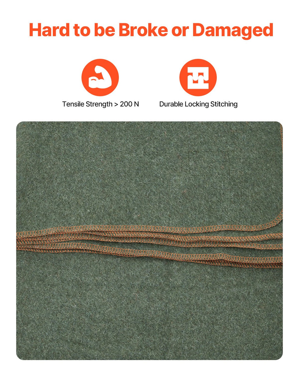 Wool Camping Blanket 1.62 m x 2.23 m for Camping Hiking Travel Texture