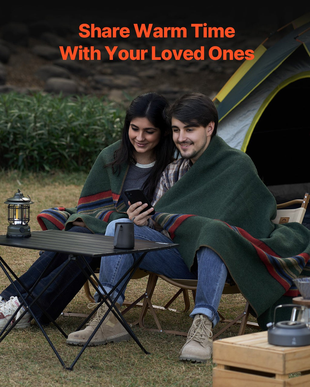 Wool Camping Blanket 1.62 m x 2.23 m for Camping Hiking Travel Texture